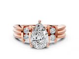 Rose gold Pear Cut Three-Stone Channel Set Ring with Bar Prongs_61