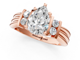 Rose gold Pear Cut Three-Stone Channel Set Ring with Bar Prongs_62