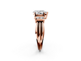 Rose gold Pear Cut Three-Stone Channel Set Ring with Bar Prongs_63