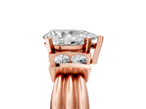 Rose gold Pear Cut Three-Stone Channel Set Ring with Bar Prongs_66