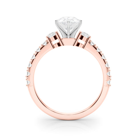 Rose gold Pear Cut Three-Stone Diamond Pavé Band with Prong Setting 2