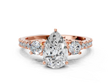Rose gold Pear Cut Three-Stone Diamond Pavé Band with Prong Setting_40