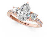 Rose gold Pear Cut Three-Stone Diamond Pavé Band with Prong Setting_41