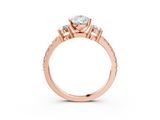 Rose gold Pear Cut Three-Stone Diamond Pavé Band with Prong Setting_43