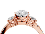 Rose gold Pear Cut Three-Stone Diamond Pavé Band with Prong Setting_44