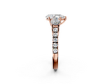 Rose gold Pear Cut Three-Stone Diamond Pave Band with Prong Setting_87