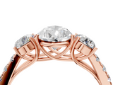 Rose gold Pear Cut Three-Stone Diamond Pave Band with Prong Setting_89