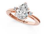 Rose gold Pear Cut Three-Stone Solitaire Ring with Round Accent Diamonds and Four-Prong Setting_34