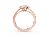 Rose gold Pear Cut Three-Stone Solitaire Ring with Round Accent Diamonds and Four-Prong Setting_36