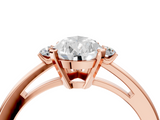 Rose gold Pear Cut Three-Stone Solitaire Ring with Round Accent Diamonds and Four-Prong Setting_37