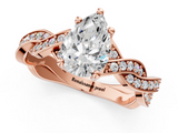 Rose gold Pear Cut Twisted Pavé Band Solitaire Ring with Four-Prong Setting_117