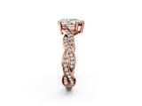 Rose gold Pear Cut Twisted Pavé Band Solitaire Ring with Four-Prong Setting_118