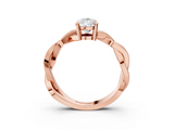 Rose gold Pear Cut Twisted Pavé Band Solitaire Ring with Four-Prong Setting_119