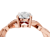 Rose gold Pear Cut Twisted Pavé Band Solitaire Ring with Four-Prong Setting_120