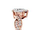 Rose gold Pear Cut Twisted Pavé Band Solitaire Ring with Four-Prong Setting_121