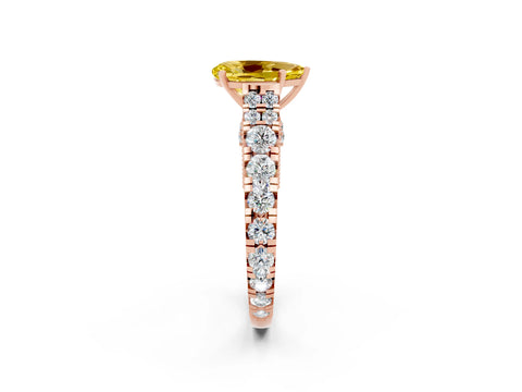 Rose gold Pear Cut Yellow Sapphire Classic Solitaire Ring with Pavé Band and Four-Prong Setting_14
