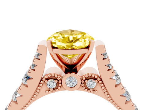 Rose gold Pear Cut Yellow Sapphire Classic Solitaire Ring with Pavé Band and Four-Prong Setting_16