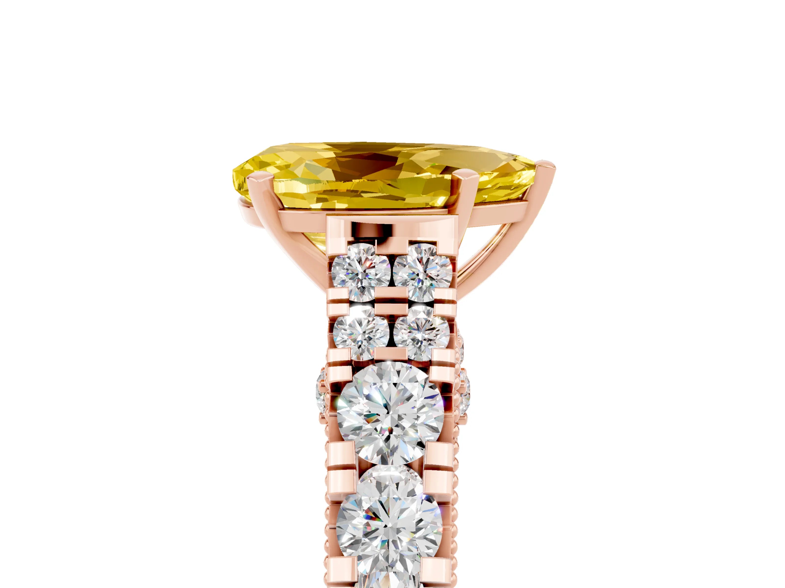 Rose gold Pear Cut Yellow Sapphire Classic Solitaire Ring with Pavé Band and Four-Prong Setting_17