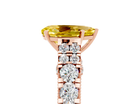 Rose gold Pear Cut Yellow Sapphire Classic Solitaire Ring with Pavé Band and Four-Prong Setting_17