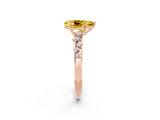 Rose gold Pear Cut Yellow Sapphire Cluster Side Stone Solitaire Ring with Prong Setting_50