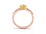 Rose gold Pear Cut Yellow Sapphire Cluster Side Stone Solitaire Ring with Prong Setting_51