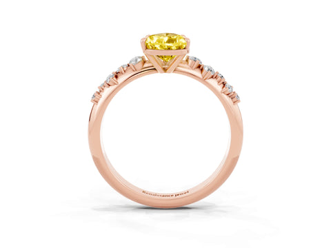 Rose gold Pear Cut Yellow Sapphire Cluster Side Stone Solitaire Ring with Prong Setting_51