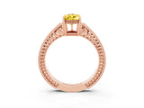 Rose gold Pear Cut Yellow Sapphire Engagement Ring with Milgrain Channel Set Band and Prong Setting_27