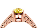 Rose gold Pear Cut Yellow Sapphire Engagement Ring with Milgrain Channel Set Band and Prong Setting_28
