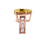 Rose gold Pear Cut Yellow Sapphire Engagement Ring with Milgrain Channel Set Band and Prong Setting_29