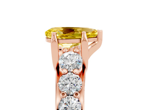 Rose gold Pear Cut Yellow Sapphire Engagement Ring with Pavé Band and Four-Prong Setting_5