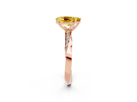 Rose gold Pear Cut Yellow Sapphire Engagement Ring with Side Stone Accents and Four-Prong Setting_53