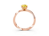 Rose gold Pear Cut Yellow Sapphire Engagement Ring with Side Stone Accents and Four-Prong Setting_54