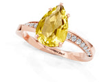Rose gold Pear Cut Yellow Sapphire Engagement Ring with Side Stone Accents and Four-Prong Setting_61