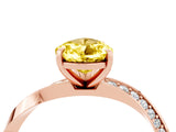 Rose gold Pear Cut Yellow Sapphire Engagement Ring with Side Stone Accents and Four-Prong Setting_64