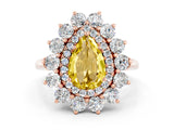 Rose gold Pear Cut Yellow Sapphire Floral Double Halo Engagement Ring with Prong Setting_60