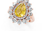 Rose gold Pear Cut Yellow Sapphire Floral Double Halo Engagement Ring with Prong Setting_61