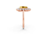 Rose gold Pear Cut Yellow Sapphire Floral Double Halo Engagement Ring with Prong Setting_62