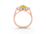 Rose gold Pear Cut Yellow Sapphire Floral Double Halo Engagement Ring with Prong Setting_63