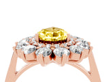 Rose gold Pear Cut Yellow Sapphire Floral Double Halo Engagement Ring with Prong Setting_64