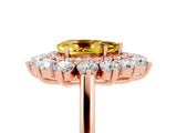 Rose gold Pear Cut Yellow Sapphire Floral Double Halo Engagement Ring with Prong Setting_65