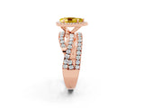 Rose gold Pear Cut Yellow Sapphire Halo Ring with Round Split Shank and Prong Setting_62