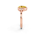 Rose gold Pear Cut Yellow Sapphire Halo Ring with Tapered Band and Four-Prong Setting_2