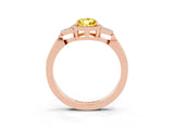 Rose gold Pear Cut Yellow Sapphire Halo Ring with Tapered Band and Four-Prong Setting_3