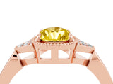 Rose gold Pear Cut Yellow Sapphire Halo Ring with Tapered Band and Four-Prong Setting_4