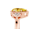 Rose gold Pear Cut Yellow Sapphire Halo Ring with Tapered Band and Four-Prong Setting_5