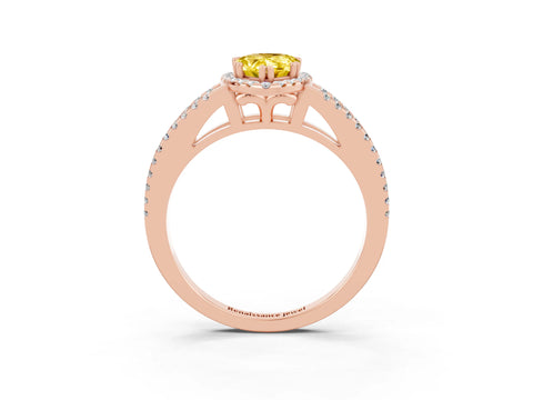Rose gold Pear Cut Yellow Sapphire Halo Split Shank Engagement Ring_15