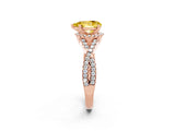 Rose gold Pear Cut Yellow Sapphire  Halo Twist Band Solitaire Prong Setting Ring_38