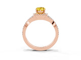 Rose gold Pear Cut Yellow Sapphire  Halo Twist Band Solitaire Prong Setting Ring_39