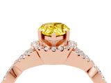 Rose gold Pear Cut Yellow Sapphire  Halo Twist Band Solitaire Prong Setting Ring_40