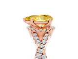 Rose gold Pear Cut Yellow Sapphire  Halo Twist Band Solitaire Prong Setting Ring_41
